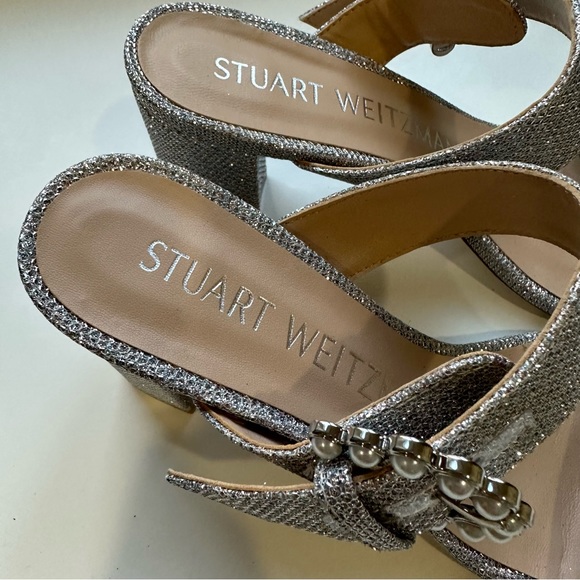 Stuart Weitzman Piper 75mm Crystal/Pearl-Embellished Block-Heel Sandals - Picture 12 of 16